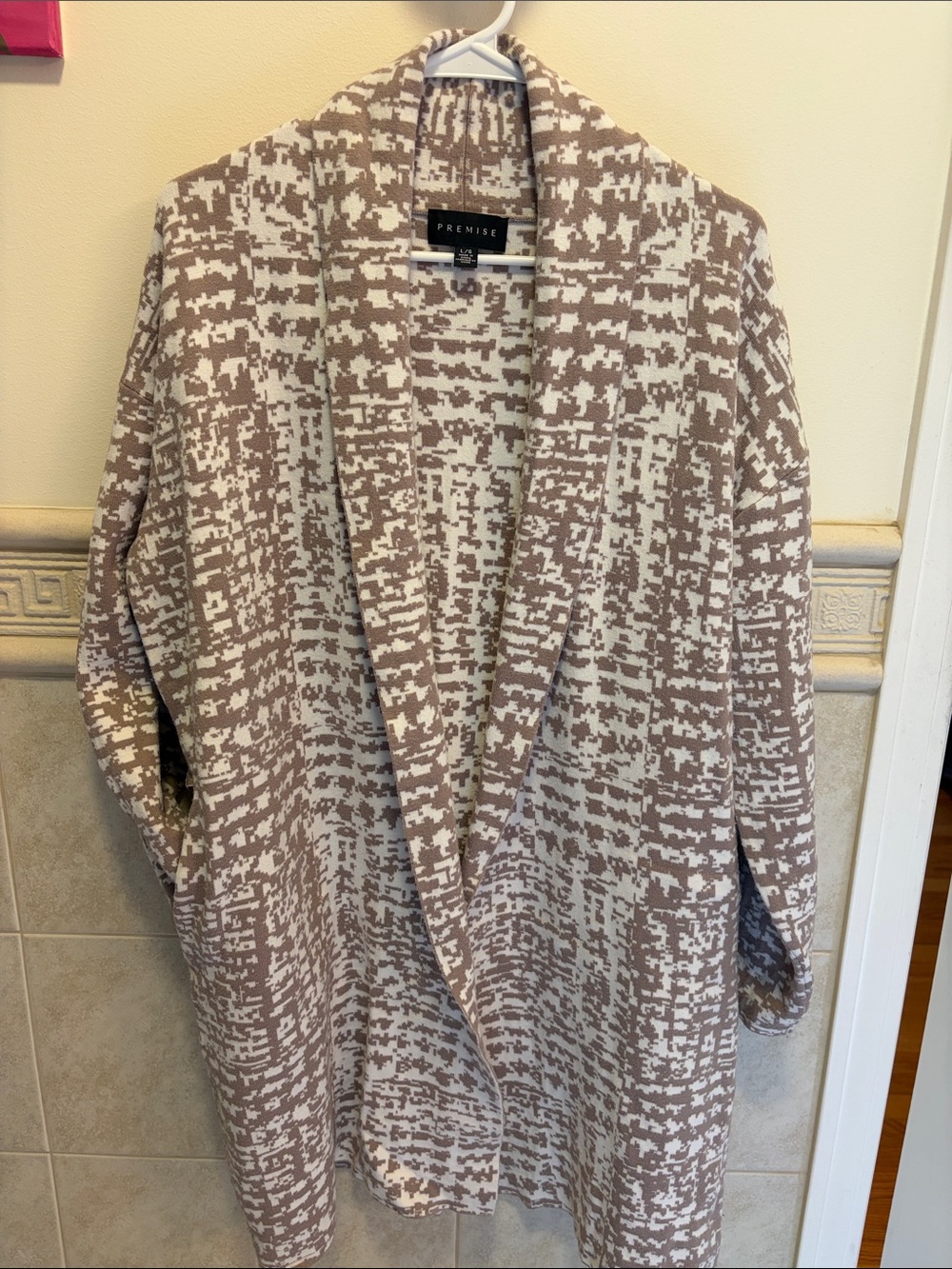Premise Taupe & Cream Drape Cardigan